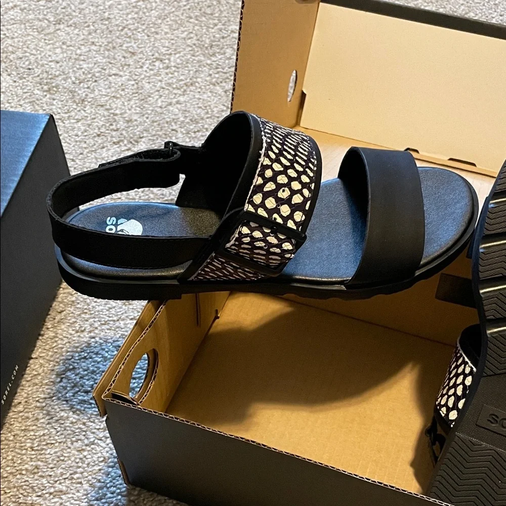 Sorel Black and White Sandals - Picture 3 of 4